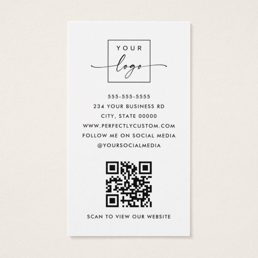 Foto logo QR-code modern wit visitekaartje (Achterkant)