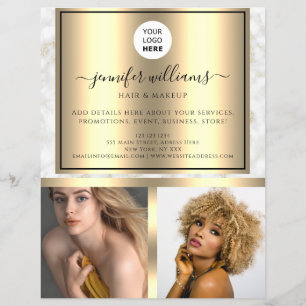 Foto Logo QR-code Moderne Promotionele Gouden Marm Flyer