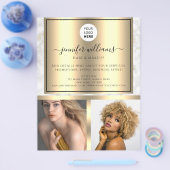 Foto Logo QR-code Moderne Promotionele Gouden Marm Flyer (Enkel)