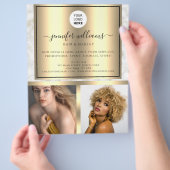 Foto Logo QR-code Moderne Promotionele Gouden Marm Flyer (Hand)