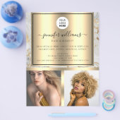 Foto Logo QR Code Promotie Goud Modern Marmer Flyer (Enkel)
