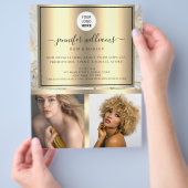 Foto Logo QR Code Promotie Goud Modern Marmer Flyer (Hand)