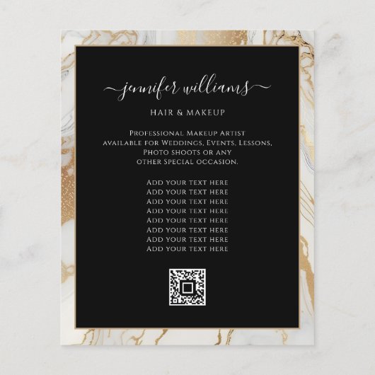 Foto Logo QR Code Promotion Gold Marble Modern Flyer (Achterkant)