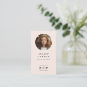 Foto logo QR code Social Media Blush Pink Visitekaartje (Staand voorkant)