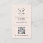 Foto logo QR code Social Media Blush Pink Visitekaartje (Achterkant)