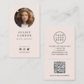 Foto logo QR code Social Media Blush Pink Visitekaartje (Voorkant / Achterkant)