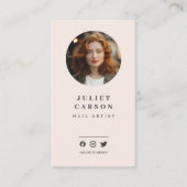 Foto logo QR code Social Media Blush Pink Visitekaartje (Voorkant)