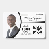 Foto Logo QR Code Werknemer Zwart en Wit Badge (Voorzijde)