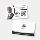 Foto Logo QR Code Werknemer Zwart en Wit Badge (Voor- en achterkant)