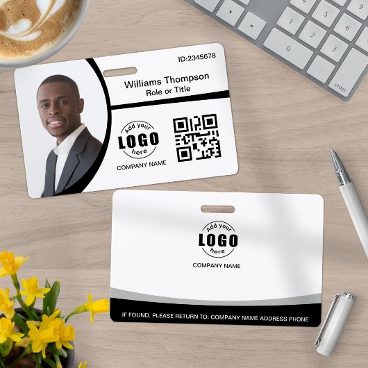 Foto Logo QR Code Werknemer Zwart en Wit Badge