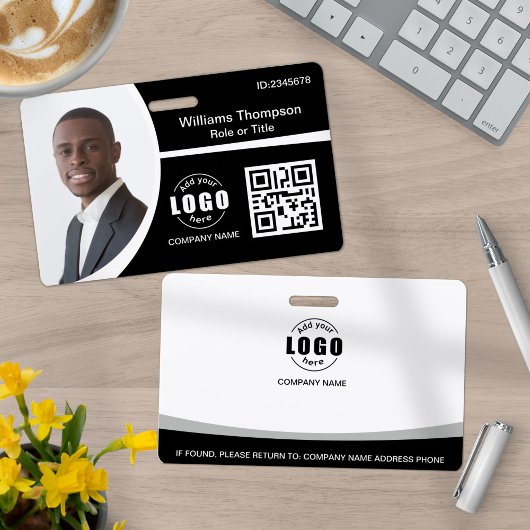 Foto Logo QR Code Werknemer Zwart en Wit Badge