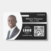 Foto Logo QR Code Werknemer Zwart Wit Badge (Voorzijde)