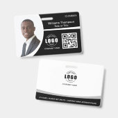 Foto Logo QR Code Werknemer Zwart Wit Badge (Voor- en achterkant)