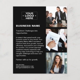 Foto Logo QR Modern Black Corporate Business Flyer