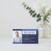 Foto Logo Real Estate Blue Navy Simple Visitekaartje (Staand voorkant)