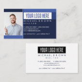 Foto Logo Real Estate Blue Navy Simple Visitekaartje (Voorkant / Achterkant)