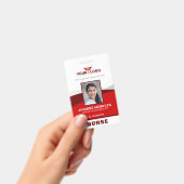 Foto Logo Red Sjabloon Employee Name Nurse ID Badge (Handheld)