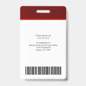 Foto Logo Red Sjabloon Employee Name Nurse ID Badge (Achterkant)