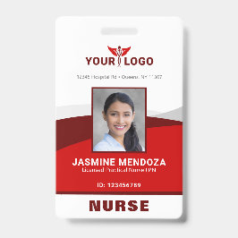 Foto Logo Red Sjabloon Employee Name Nurse ID Badge
