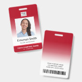Foto logo rode gradiënt moderne werknemer identite badge (Voor- en achterkant)