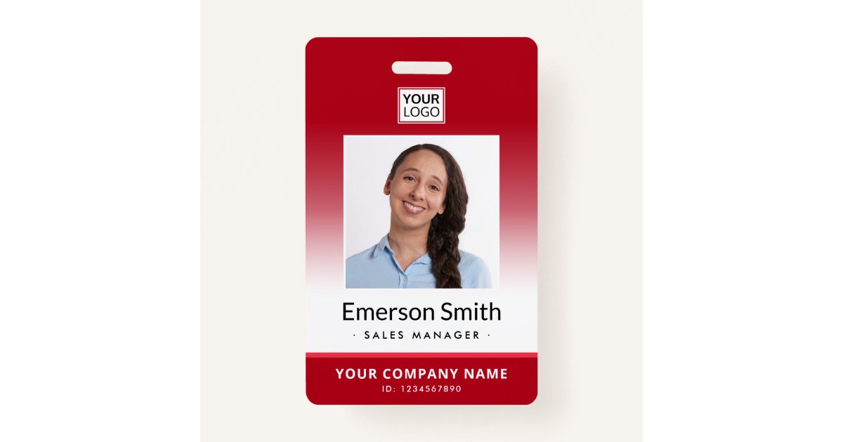 Foto logo rode gradiënt moderne werknemer identite badge | Zazzle.nl