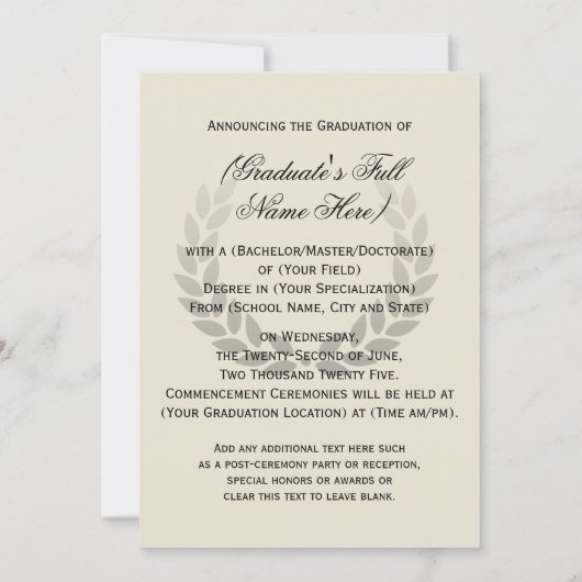 Foto Logo School College Afstudeeraankondigingen Kaart (Achterkant)