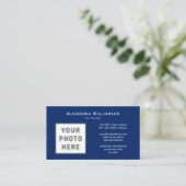 Foto Logo Sjabloon dubbelzijdig marineblauw Visitekaartje (Staand voorkant)