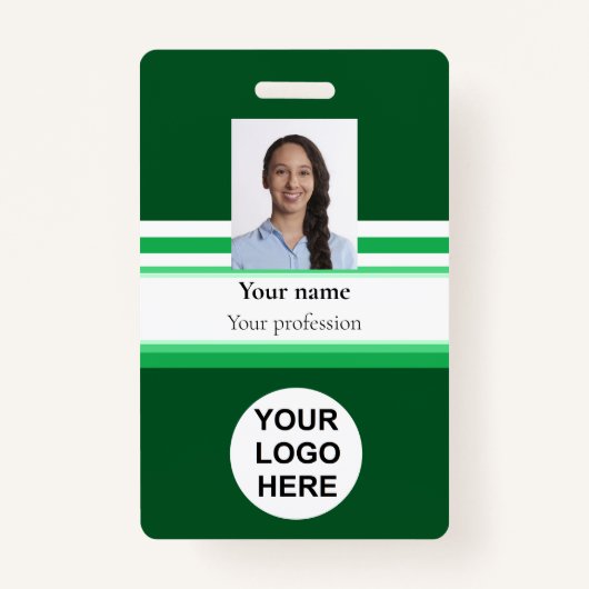 Foto logo-streepjescode bedrijf groen badge (Voorkant)