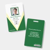Foto Logo Streepjescode Groen Wit Geel Geometrisch Badge (Voor- en achterkant)