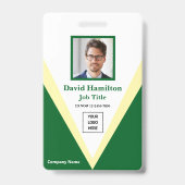 Foto Logo Streepjescode Groen Wit Geel Geometrisch Badge (Voorzijde)