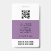 Foto, logo, streepjescode, naam-ID van werknemer Badge (Achterkant)