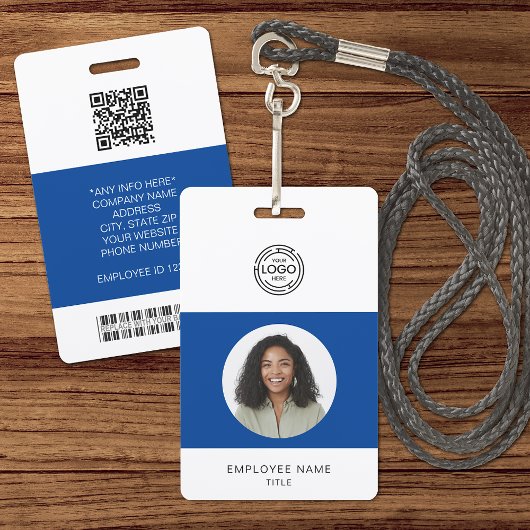 Foto, logo, streepjescode, naam-ID van werknemer Badge