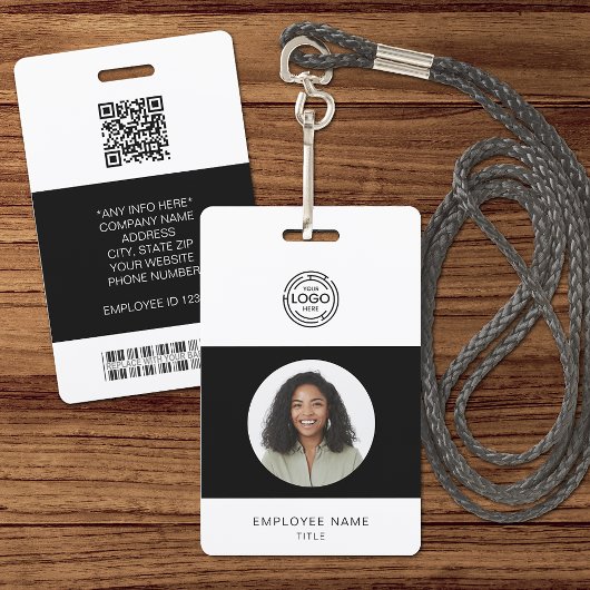 Foto, logo, streepjescode, naam-ID van werknemer Badge