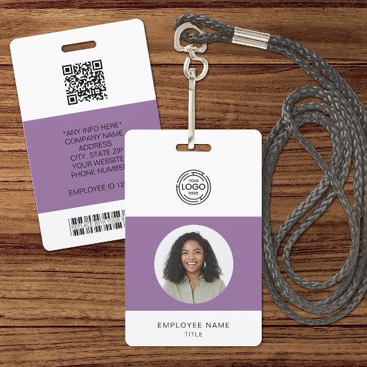 Foto, logo, streepjescode, naam-ID van werknemer Badge