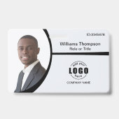 Foto Logo Streepjescode Werknemer Zwart en Wit Badge (Voorzijde)