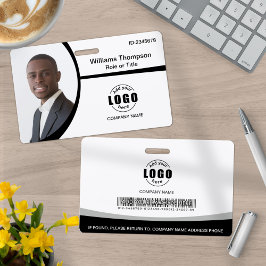 Foto Logo Streepjescode Werknemer Zwart en Wit Badge