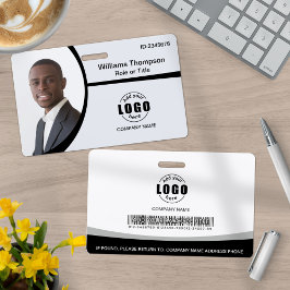 Foto Logo Streepjescode Werknemer Zwart en Wit Badge