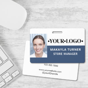 Foto Logo Werknemer Blauw Badge