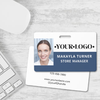 Foto Logo Werknemer Blauw Badge