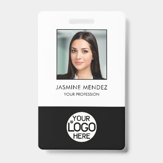 Foto Logo Werknemer QR Code Barcode ID Badge (Voorzijde)