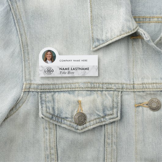 Foto Logo Wit Grijs Marmer Professioneel Bedrijf Naamplaatje (In situ)