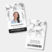 Foto logo witte marmer moderne zwarte ID Badge (Voor- en achterkant)