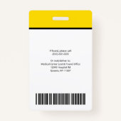 Foto Logo Yellow Black Sjabloon Corporate Name ID Badge (Achterkant)
