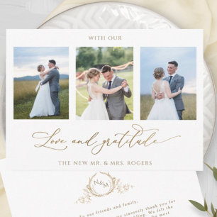 Foto: Love and Gratitude Monogram Wedding Bedankkaart