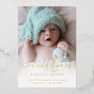 Foto Love Bedankt Birth Announement Luxury Folie Uitnodiging