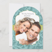 Foto Love Bird Damask Wedding Invite Kaart (Achterkant)