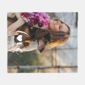 Foto Love Heart Persoonlijke naam Pet Lover Fleece Deken (Voorkant (Horizontaal))