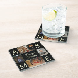 Foto Love You Opa Minimalistisch Zwart Glazen Onderzetter