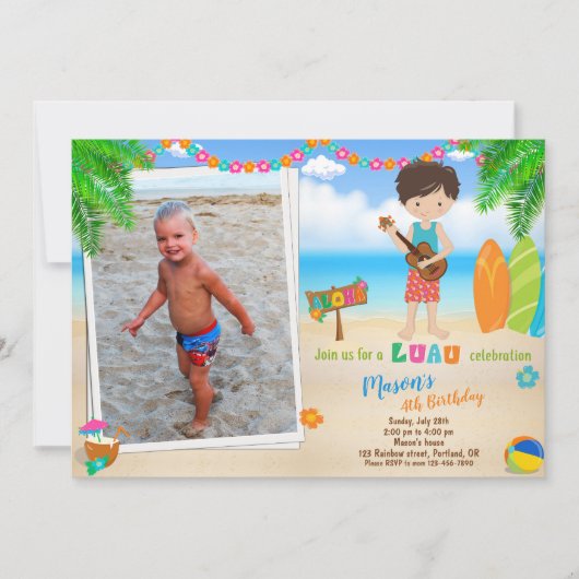 Foto Luau verjaardagsuitnodiging Luau-uitnodiging Kaart (Voorkant)