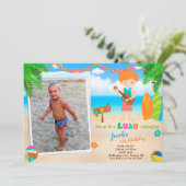 Foto: Luau verjaardagsuitnodiging Zomerstrand Kaart (Staand voorkant)
